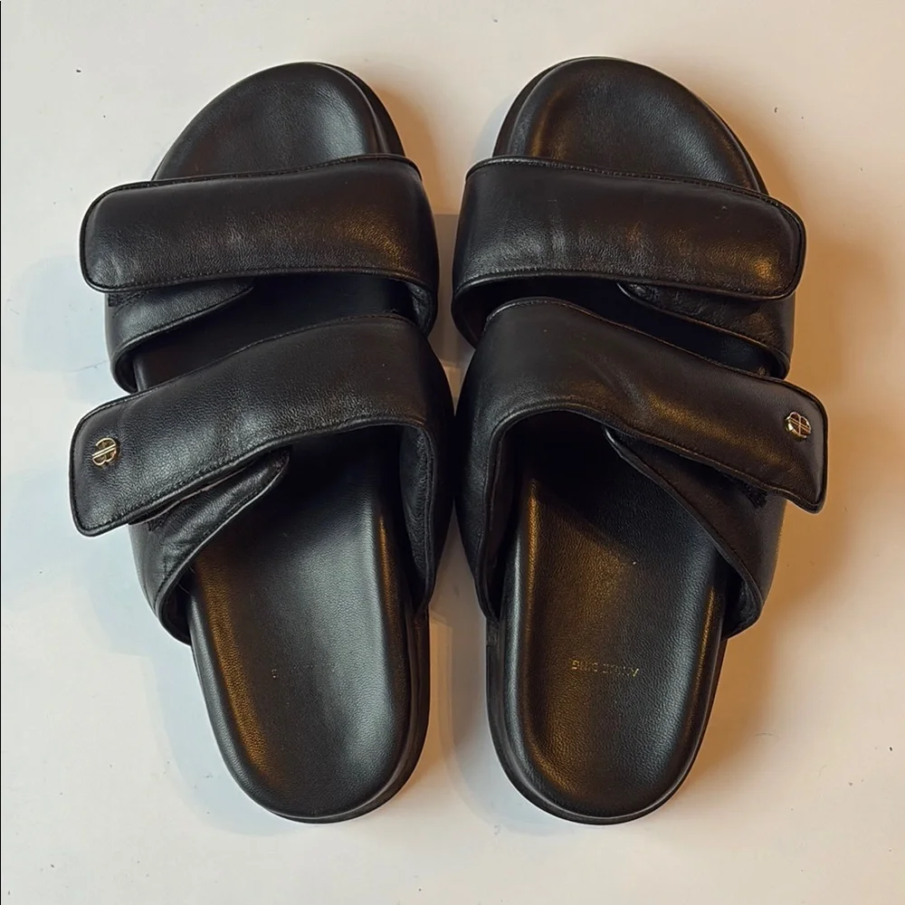 Anine Bing Black Leather Sandals - Picture 1 of 3